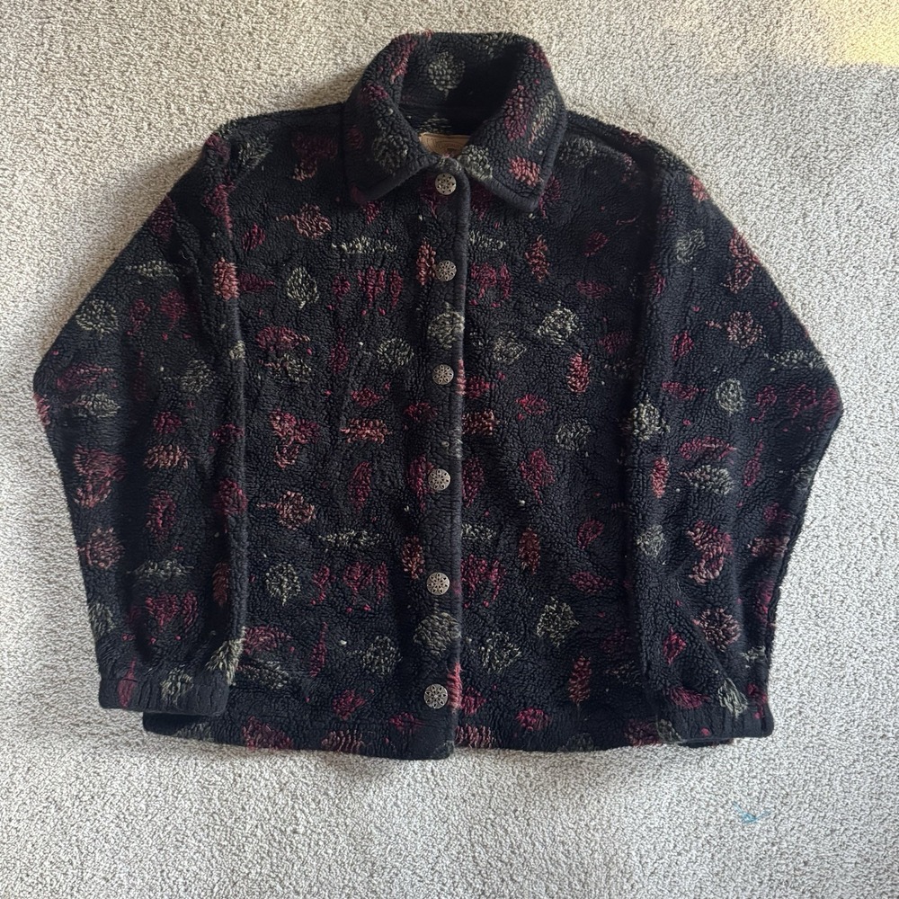 Vintage ALPS 90's Women's Floral Button Front Collared Jacket fall leaves Large